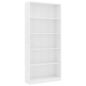 vidaXL Bücherregal 5 Fächer Weiß 80x24x175 cm Holzwerkstoff