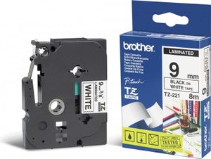 Brother TZE-221 čierna na bielej páske na výrobu štítkov