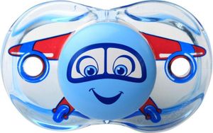 RaZbaby Silikon-Schnuller Blaues Flugzeug für Kinder - Leicht & Symmetrisch, komfortables Beruhigen Ihres Babys, 0-36 Monate, BPA-frei