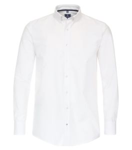 REDMOND Casual Herren Freizeithemd Langarm Button-Down-Kragen Variomanschette Regular Fit Baumwolle Oxford uni Weiß Größe L
