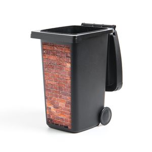 MuchoWow® Mülltonnenaufkleber Ziegel - Wand - Rot 44x98 cm - Containeraufkleber - Aufkleber - Mülltonnen-Aufkleber