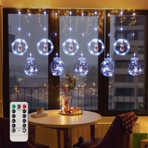 Lichterkettenvorhang Fenster Weihnachtsdeko, Weihnachtsbeleuchtung Fenster Lichterkette Innen 8 Modi USB Bunt