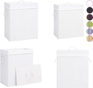 vidaXL Bambus Wäschekorb mit 2 Fächern Weiß 100 L - Wäschekorb - Wäschekörbe - Wäschesortierer - Wäschesammler
