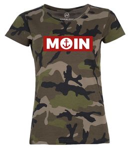 Damen Camo-Shirt Moin norddeutsch Morgen Anker Camouflage T-Shirt Tarnmuster Neverless® schwarz XL