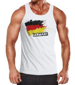 Herren Tanktop Deutschland Fußball Fan Europameisterschaft EM 2021 Deutschlandflagge Nationafarben Moonworks weiß XL