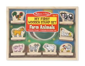 Melissa & Doug 12390 Mein erstes Holzstempel-Set "Tiere vom Bauernhof" (10 Teile)