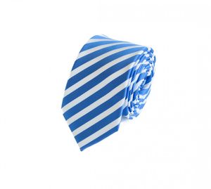 Fabio Farini - Krawatte - Gestreifte Blau Weiße Herren Schlips - Krawatten in 6cm Breite Schmal (6cm), Blau/Weiß