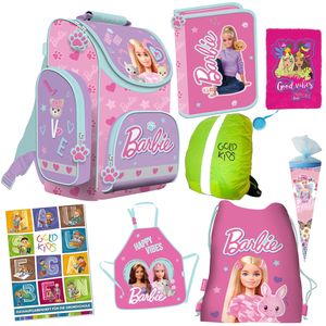 Školní taška pro dívky - školní batoh pro děti s penálem - taška na boty a domácí kniha - motiv Barbie