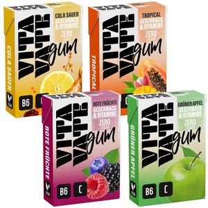 VitaVate Kaugummi Set Vita Vate Gum Probierset Mix 1x Cola Sauer 1x Tropical 1x Rote Früchte 1x Grüner Apfel (4x 20 Stück) by MBAccent