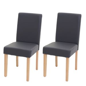 2er-Set Esszimmerstuhl Stuhl Küchenstuhl Littau  Kunstleder, grau matt, helle Beine