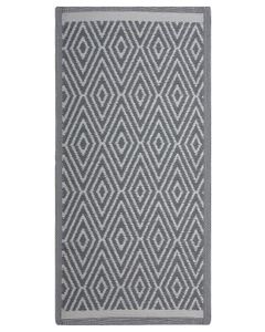 BELIANI Outdoor Teppich Weiß/Hellgrau 90 x 150 cm Matte mit geometrischem Muster Rechteckig Geeignet für den Innen- und Außenbereich Modern