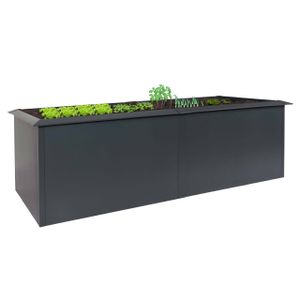 Vyvýšený záhon HWC-N24, kovový vyvýšený záhon na zeleninu, kvetináč so slimákovým okrajom 78x250x90cm železo 65kg, antracit Vyvýšený záhon HWC-N24, kovový vyvýšený záhon na zeleninu, kvetináč so slimákovým okrajom 78x250x90cm železo 65kg, antracit