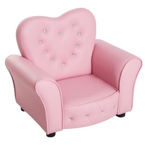 HOMCOM Dětská pohovka Princess Mini Sofa Nursery Sofa Heart Shaped Pink D59 x Š41,5 x V49 cm