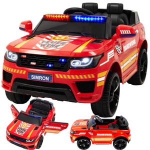 🚒 Deutsche FEUERWEHR, Kinderauto Feuerwehrauto mit Funkgerät Sirene und Martinshorn Bluetooth Kinderfahrzeug Kinder Elektroauto Gefedert Hilfsrollen