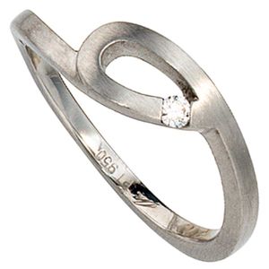 JOBO Damen Ring 950 Platin mattiert 1 Diamant Brillant 0,04ct. Größe 56