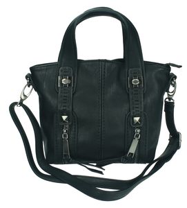Damen Handtasche MADRID 2 Henkeltasche Umhängetasche mit Reißverschluss  Farbe: schwarz