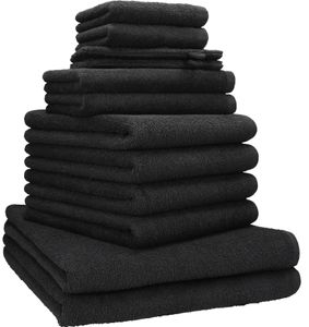 Betz 12 tlg. Handtuch Set BERLIN 100% Baumwolle  Liegetücher,  Handtücher,  Gästetücher,  Seiftücher und  Waschhandschuhe Farbe - graphit grau - BERLIN