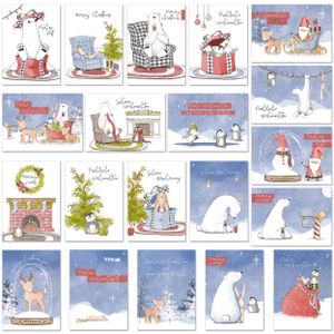 Weihnachten Postkarten 20 Stück - Weihnachtspostkarten witzig "Tiere im Schnee" | Weihnachtskarten Geschenkkarten DIN A6 | Karten aus hochwertigem Premium Papier by TOBJA®