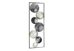 Wandbild SLICES aus Metall Kreise und Ornamente weiß grau silber