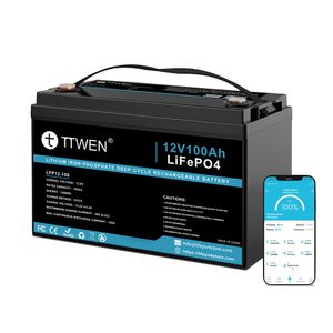 TTWEN 12V 100Ah LiFePO4-Lithium, nouzové napájení s funkcí Bluetooth, 1280Wh 4000+ cyklů, 100A BMS, auto, lodě, solární, trolling motor off-grid