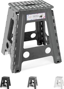 Tritthocker Klappbar Klapphocker Faltbar Höhe 46cm für Kinder und Erwachsene Bade Küchen - Dunkelgrau