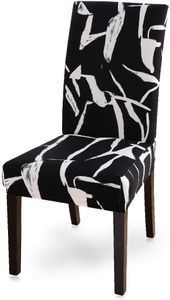 Stuhlhussen Stretch Stuhlbezug Hussen für Stühle Sitzbezug Bi-Elastic Stuhlüberzug für Esszimmer Universell (Schwarz, 1er Set)