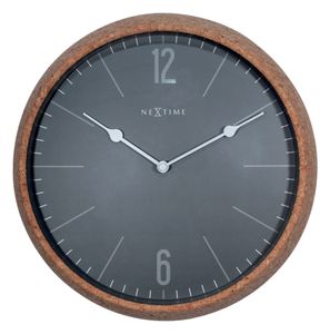 NeXtime Wanduhr CORK Ø 30cm grau Wohnzimmer Küche Büro Kork Analog Uhr lautlos