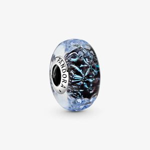 Pandora 798938C00 Charm Murano Glass Wavy Dark Blue Ocean Sterling Silver