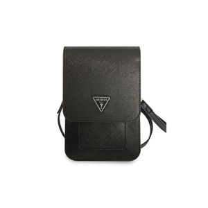 Guess Saffiano Triangle Logo Wallet univerzální pouzdro, černé
