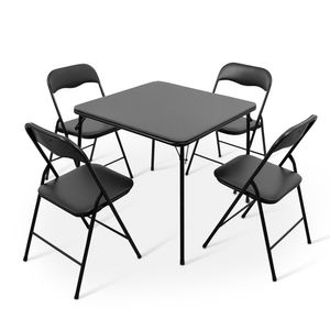 Milton & Oldbrook Tisch mit 4 Klappstühlen Schwarz