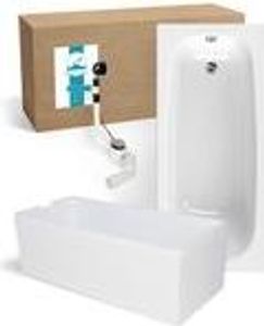 Calmwaters® Premium Badewanne Komplettset 170x75 cm Original,  EU, 3in1 Acryl-Badewanne mit Wannenträger & Ablaufgarnitur, Körperformbadewanne, Rechteckbadewanne 170 x 75, 200 l, Weiß