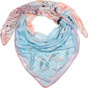 styleBREAKER Damen XXL Dreieckstuch mit Flamingo, Blumen, Palmen und Papageien Aufdruck und Strass Applikation, Schal, Tuch 01016179