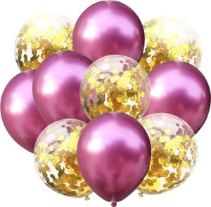 Oblique Unique Konfetti Luftballon Set 10 Stk Geburtstag Party Hochzeit JGA Deko pink gold