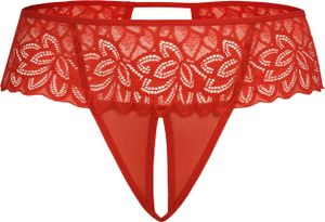 Teyli Ouvert tangá zo sieťoviny s kvetinovou čipkou Rossu Female 380T red L/XL
