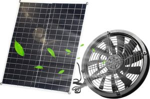 Solární ventilátor pro kempování v přírodě, sada ventilátorů se solárním panelem 20 W, 3000 otáček za minutu - vodotěsný, IP65, všestranný