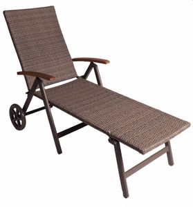 Aluminium Polyrattan Rollliege Relaxliege Sonnenliege Klapp Gartenliege Beige B-Ware