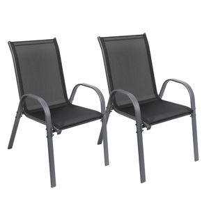 Albatros Gartenstühle 2er Set Kuba – Gartenstühle Stapelbar mit robustem Metallgestell und hoher Belastbarkeit – bequeme Stapelstühle auch als Terrassenstühle oder Balkonstühle