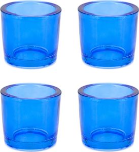 Teelichthalter Glas 6,5x6cm blau 4er Set