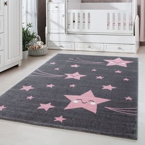 Kinderzimmerteppich,Sternschnuppe,kurzflor Kinderteppich,mädchen,Farbe:Pink, Farbe:PINK, Grösse:120 cm x 120 cm Rund