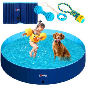 ENJY Hundepools Faltbarer Haustier Swimmingpool PVC Hundewanne Outdoor  Tragbare Katze und Hund Badeprodukte (Color : Blue, Size : 20x80cm)