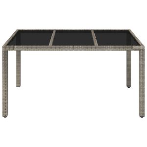 Hochwertigen - Gartentisch mit Glasplatte Grau 150x90x75 cm Poly Rattan "CLORIS"