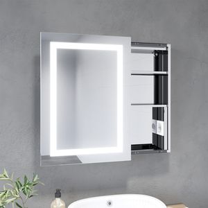 LED Spiegelschrank Badspiegel Badschrank mit Kippschalter + Steckdose Schiebetür