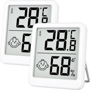 winterbeauy 2x Thermometer Hygrometer innen digitales,Mini LCD Thermometer, luftfeuchtigkeitsmesser raumthermometer Innen mit Smiley-Indikator