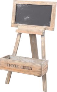 Drevený kvetináč s tabuľou na písanie - 60 x 30 cm - záhradný dekoračný stojan s kvetináčom