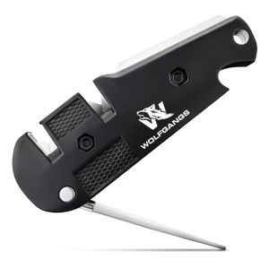 Wolfgangs KlingenDoktor 5 in 1 - Pocket Messer-Schärfer & Survival Werkzeug - geeignet für die gängigsten Klingenarten, so wie der Wellenschliff - perfekt für Jede Outdoor Ausrüstung