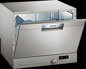 Siemens iQ300, Volně stojící kompaktní myčka nádobí, 55 cm, Silver Inox, SK26E822EU