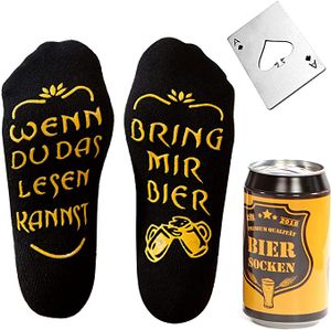 Bier Socken Herren + Edelstahl-Flaschenöffner in PIKASS Design, Bier Geschenke für Männer