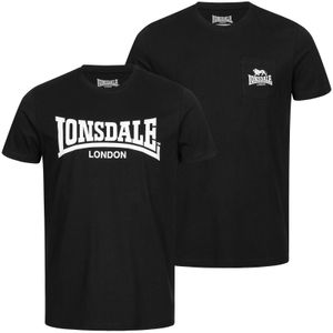 Herren T-Shirt normale Passform Doppelpack SUSSEX Black 4XL Lonsdale
