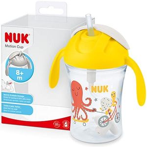 NUK Motion Cup Trinklernbecher 230ml Gelb | auslaufsicherer Strohhalm | ergonomisch, BPA-frei | 8+ Monate