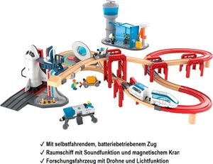 Playtive Eisenbahn Set Weltraumstation Spiel und Spaß für Kinder Echt Holz Eisenbahn Spielzeug Geschenk